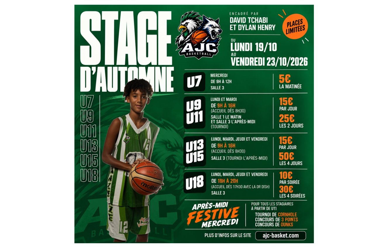STAGE D'AUTOMNE 2026 - Les inscriptions sont ouvertes !
